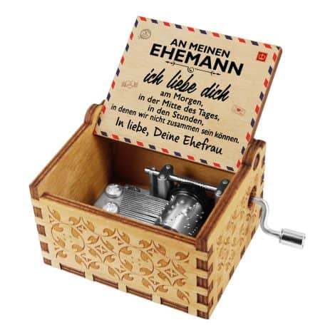 KENON Personalisierte Holzspieluhr Handgefertigte hölzerne Music Box mit Edelstahl für Weihnachten oder Geburtstag (An Meinen Ehemann).