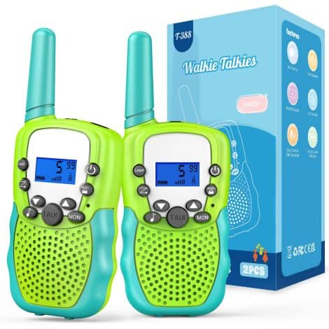 Bakoherp Funkgeräte für Kinder, Walkie Talkie für 3-12 Jahre, 8 Kanäle, LED Taschenlampe, LCD Bildschirm, VOX für Abenteuer, Camping, Wandern.