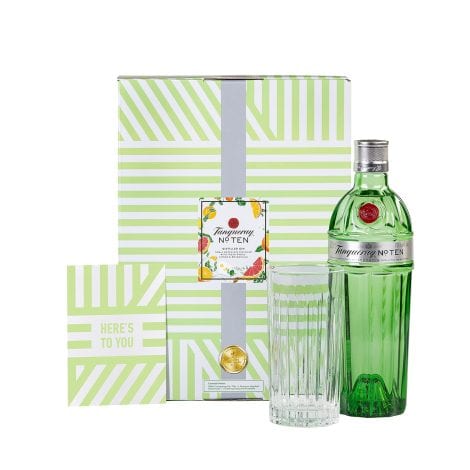 Tanqueray No.Ten | Premium Gin | Exklusives Geschenkset mit Glas & Grußkarte | Handverlesen in England | 47,3% vol | 700ml