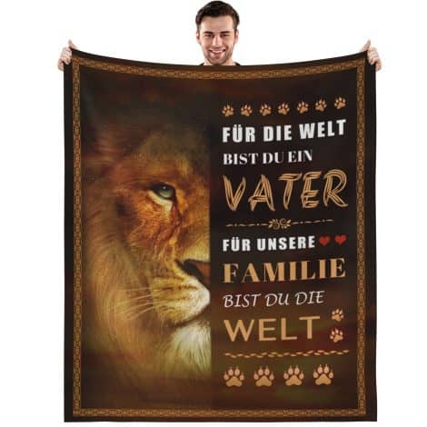 MAST DOO Löwen Kuscheldecke für Papa, super weich und flauschig, perfektes Geschenk zum Geburtstag oder Vatertag. 130x150cm.