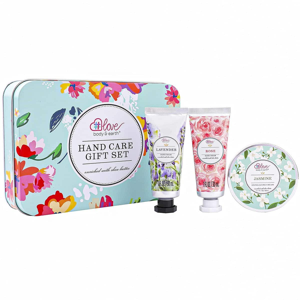 Body & Earth Love Handcreme Geschenkset, Jasmin-Peeling-Creme, Rosen Handcreme, Lavendel Handcreme, Geburtstagsgeschenk für Frauen, Geschenk zum Muttertag, Geschenk für Frauen