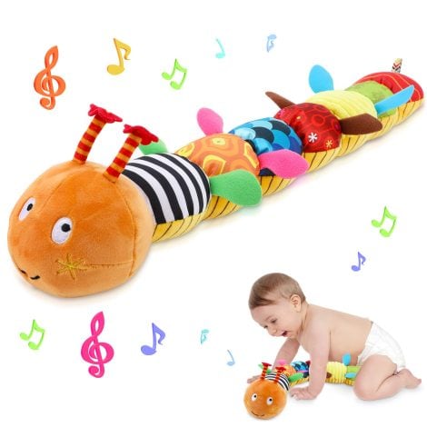 Bestcool Plüsch-Caterpillar mit Musik und Geräuschen für Babys ab 0-12 Monate – perfektes Weihnachtsgeschenk!