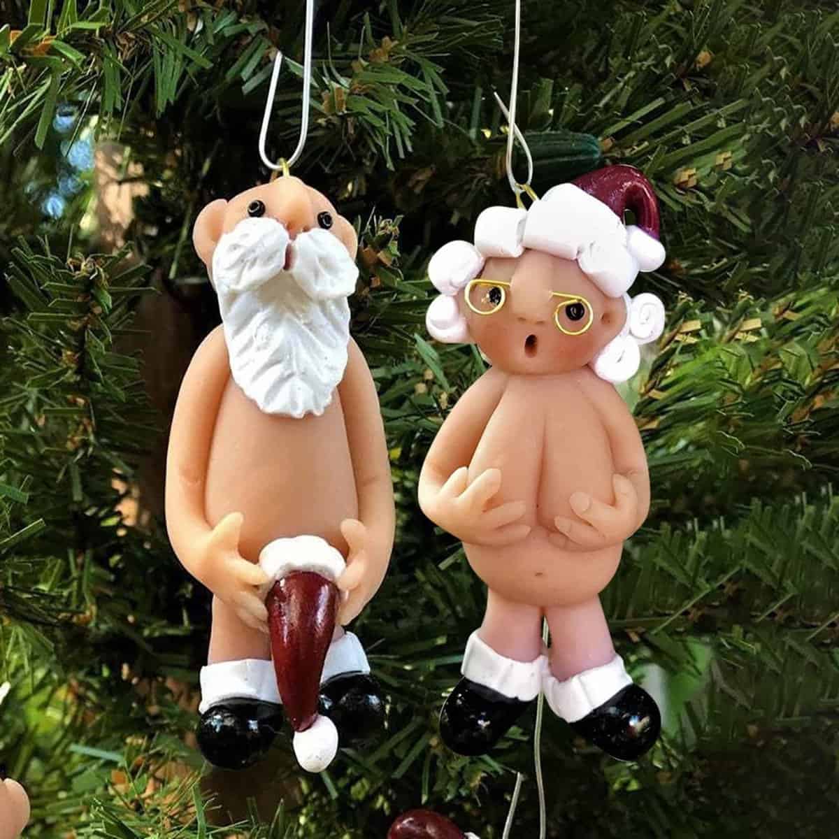 2 Teile / Set Weihnachten Lustiger Nackter Weihnachtsmann Hängender Anhänger Für Zuhause 2022Silvester Dekorationen Santa Baum Harz Navidad Geschenke (B)