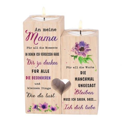 Kerzenhalter-Geschenke für Muttertag, Geburtstag oder als Geschenk für Mama aus Holz.