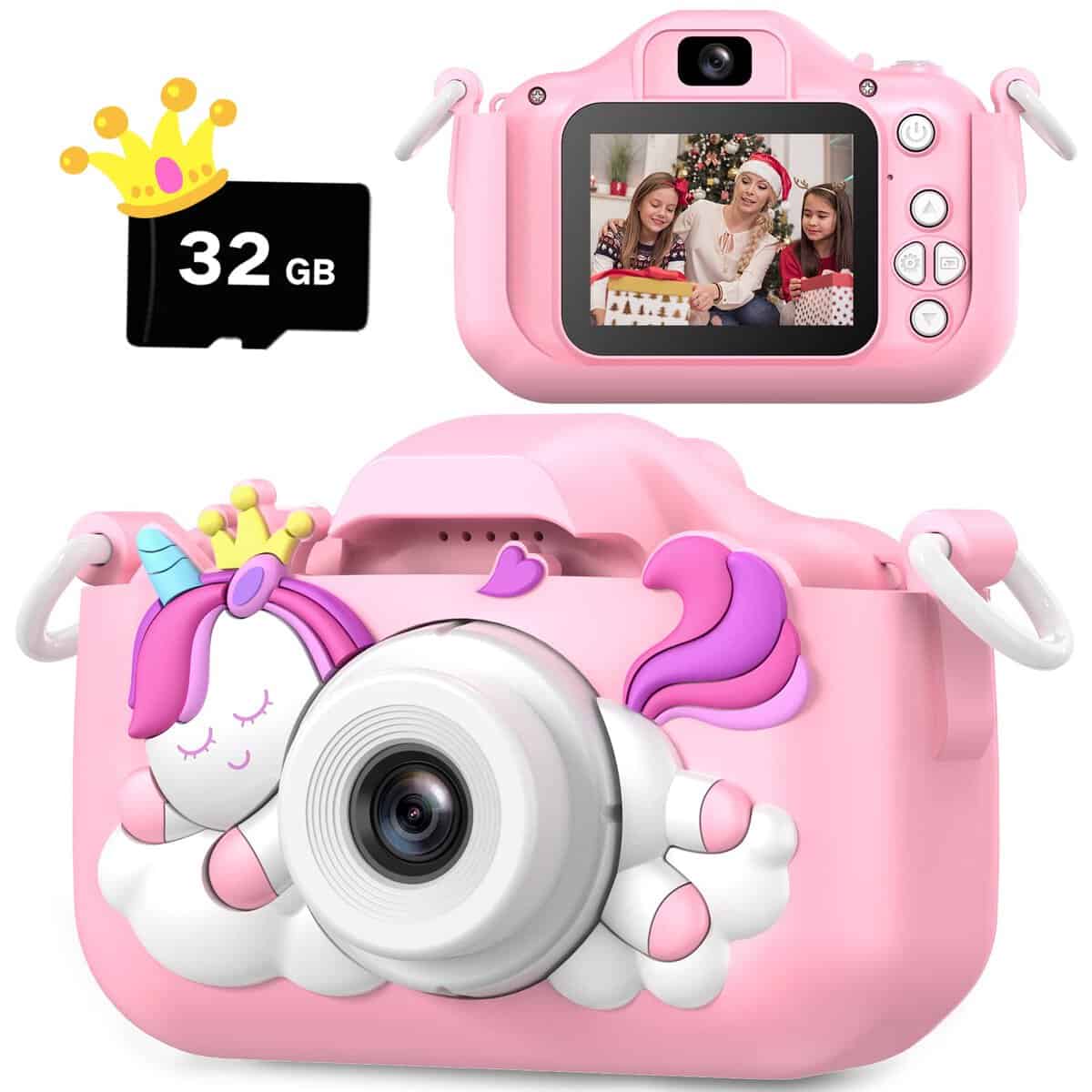 Einhorn Kinderkamera, Weihnachten Geburtstag Geschenke für Mädchen Jungen Alter 3-12, 1080P HD Selfie Digital Video Kamera, Niedliche kleine Mädchen Jungen Geschenke Spielzeug für 3 4 5 6 7 8 9 Jahre