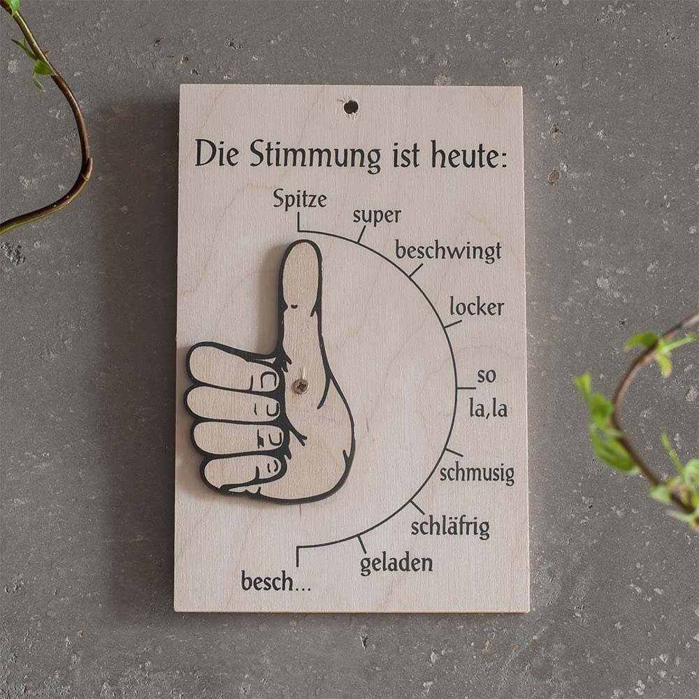 HOFMEISTER® Stimmungsbarometer Holz witzige Wichtelgeschenke - Geschenk Ideen für Kollegen im Büro lustiges Chef-Türschild Stimmungsampel für Männer Frauen Teenager, Schreibtisch-Gadget Deko-Wichteln