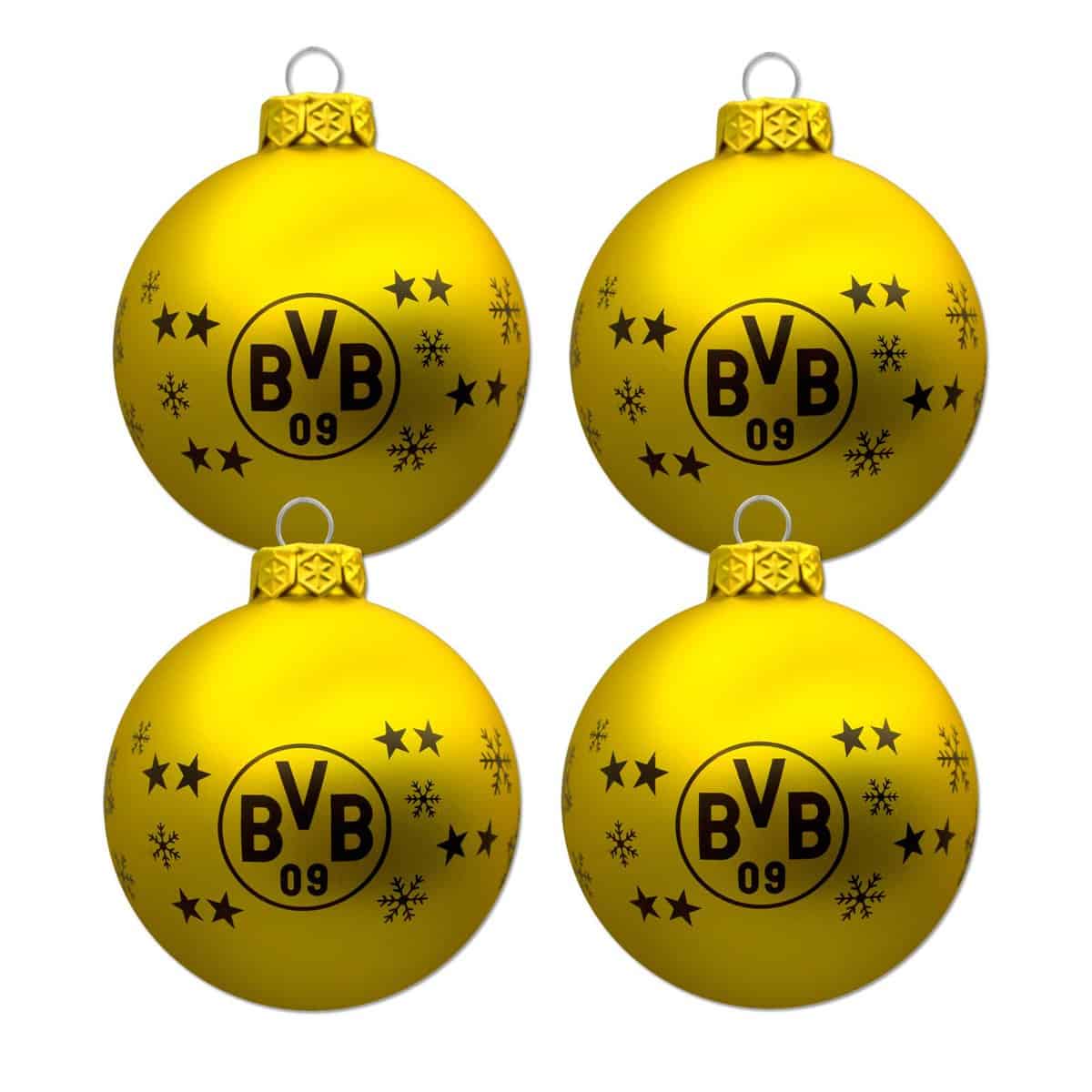 Borussia Dortmund BVB-Christbaumkugeln (4er Set) Weihnachten Dekoration , gelb, one Size, einheitsgröße