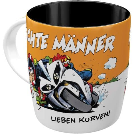 Retro-Kaffeebecher von Nostalgic-Art, 330 ml, MOTOmania – Biker-Geschenk, Keramik-Tasse mit Vintage-Design und Spruch.