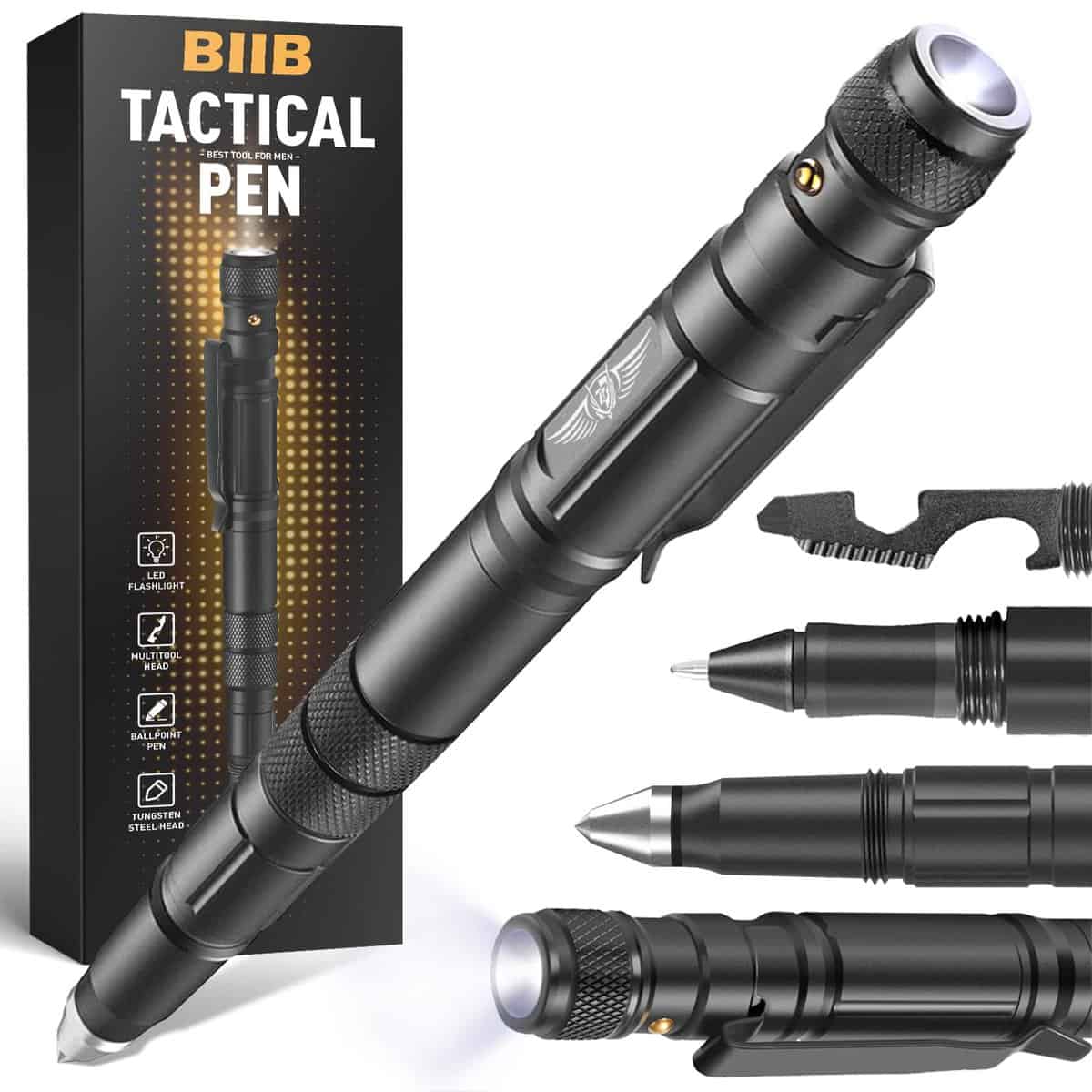 BIIB Geschenke für Männer, Multitool Tactical Pen, Kleine Weihnachtsgeschenke Männer Geschenke Weihnachten, Taktischer Stift Gadgets für Männer, Geburtstagsgeschenk, Papa Geschenke Vatertagsgeschenk