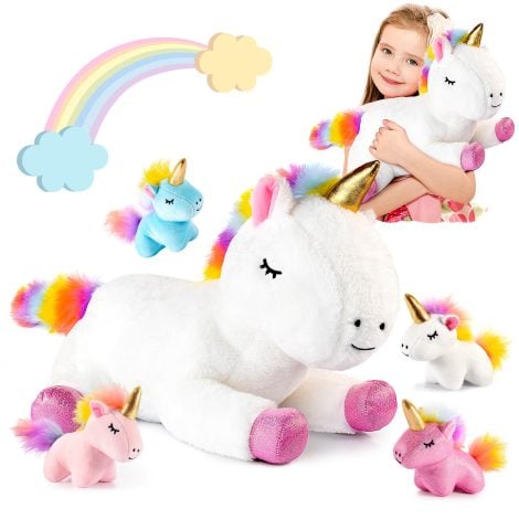 Adeokay Einhorn Kuscheltier, ein tolles Geschenk für Mädchen im Alter von 3-12 Jahren. Spielzeug für Mädchen zwischen 3-8 Jahren.