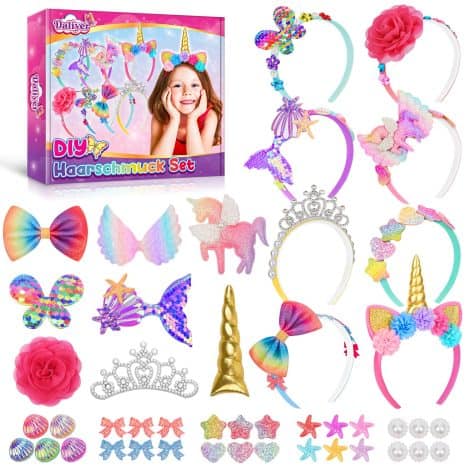 daliyer Mädchen-Geschenkset: Selbstgemachter Haarschmuck, ideale Weihnachtsgeschenke, Bastelspaß für Mädchen ab 6 Jahren. Ideal für Kindergeburtstage.