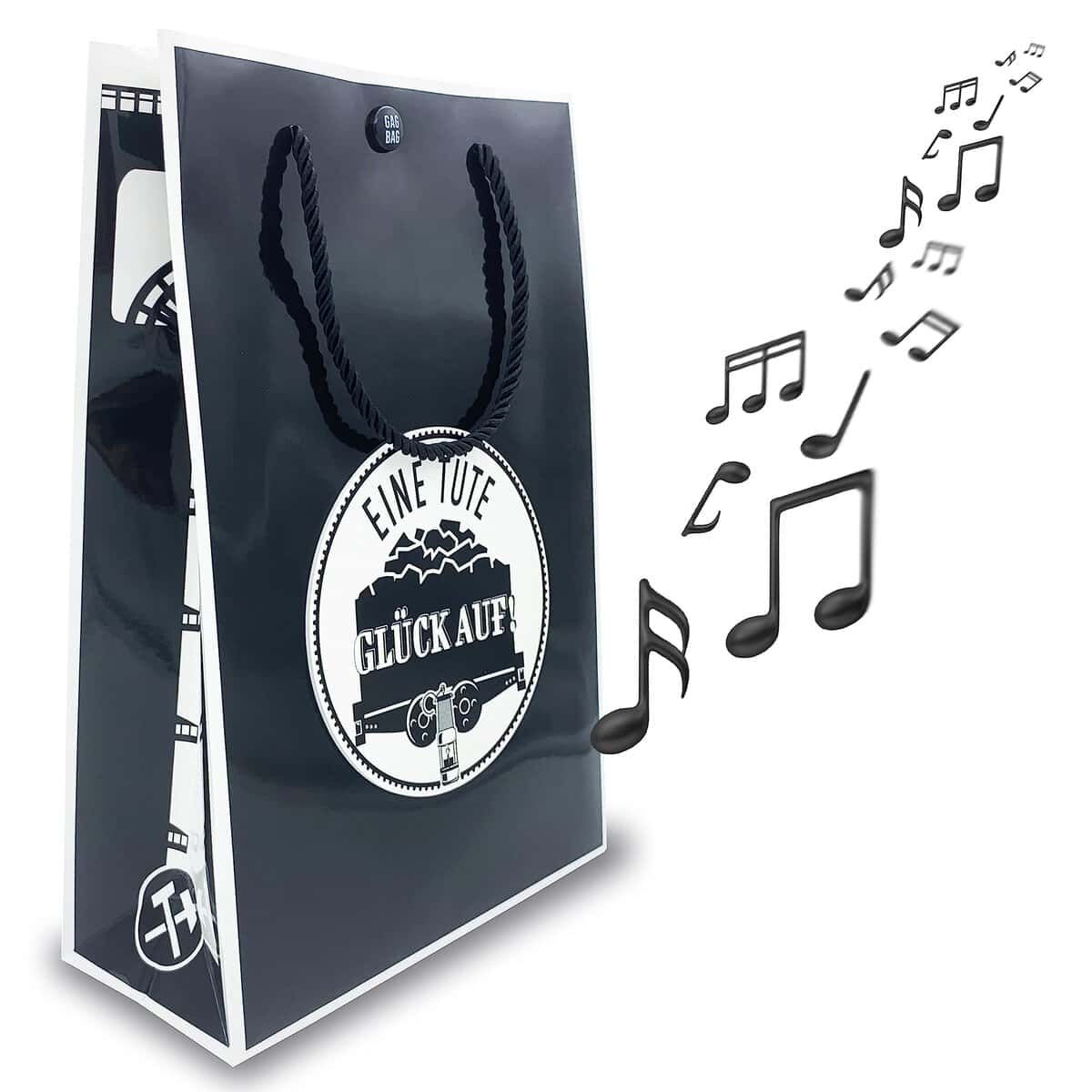 MUSIK-Geschenktüte, ÖFFNET man die Tasche, hört man das Lied "Glück Auf, der Steiger kommt" in einer Orchesterversion, tolle Geschenkverpackung, GagBag von bentino Weihnachten