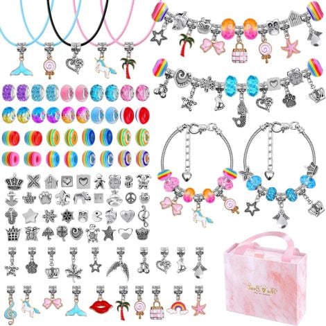 102 Schmuck Sets für Mädchen und Erwachsene zum Basteln von Armbändern mit Perlen und Schlangenkette.