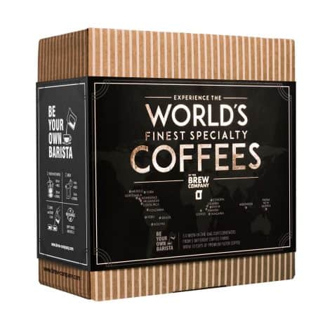 Neuartiges Kaffee-Geschenkset für Kaffeeliebhaber: 7 ausgezeichnete Single-Estate- und Bio-Kaffeesorten aus aller Welt. Einfach überall genießen!