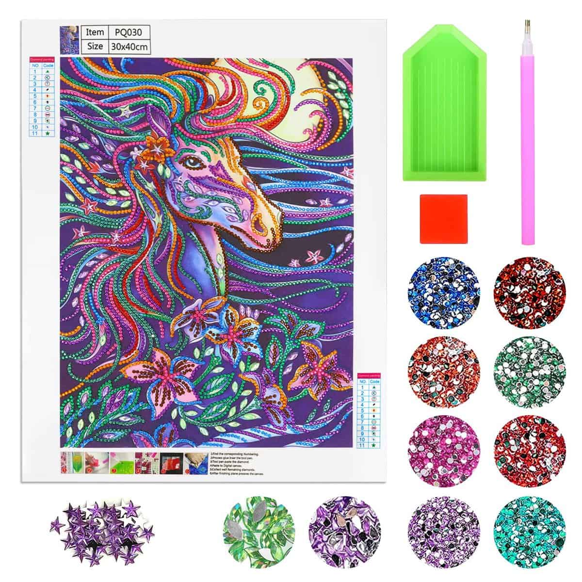 Diamant Painting Bilder Teenager Mädchen Geschenke 9 10 11 12 Jahre,5D Diamond Painting Einhorn Geschenke für Kinder Mädchen,Diamond Painting Zubehör Full Bilder für Kinder Geschenke,Home Decor