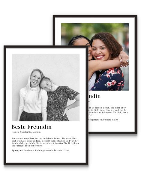 Printly individuelle Geschenke für die beste Freundin – Beste Freundin Geschenke – fürs Wohnzimmer, Fotogeschenk beste Freundin Definition – unterschiedliche Größen A4, A3