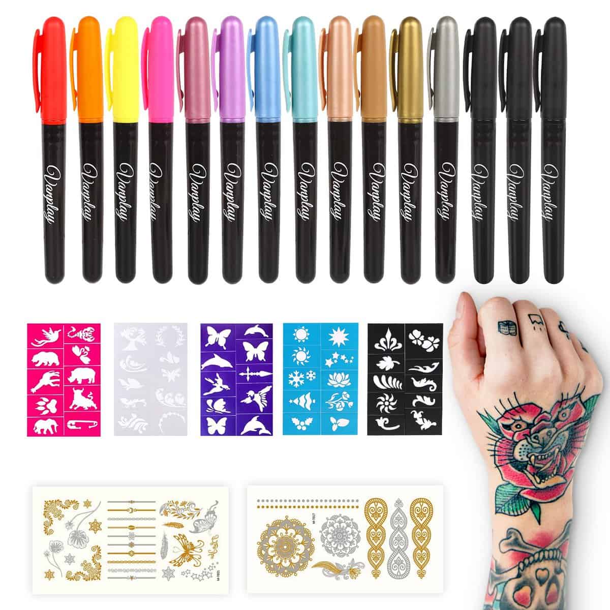 Tattoo Stift Tattoo Pen Tattoo Kinder Kinderschminke Glitzer Tattoo Set Kinder Glitzer Tattoo Markierungen 9 10 11 12 jahre altes Mädchen Jungen Geschenk Ideen Geburtstagsgeschenk