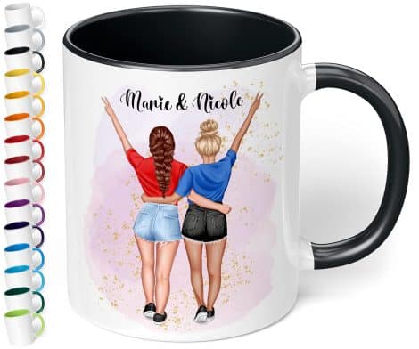 Personalisierte Kaffeetasse “Sommerlook Freundinnen” für deine beste Freundin – ideales Geschenk zum Geburtstag oder zu Weihnachten.