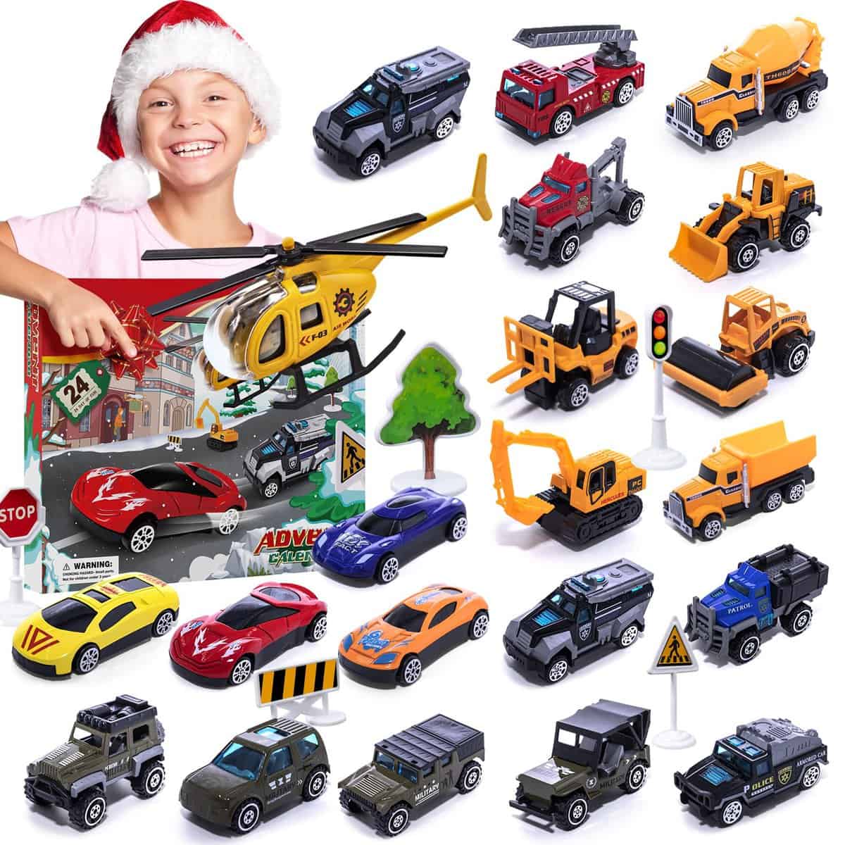 Adventskalender 2023 Kinder, Auto Spielzeug Adventskalender Junge Weihnachtskalender Kinder Spielzeug ab 3 4 5 6 Jähre Junge Kinderspielzeug Geschenke Weihnachts-geschenke,für Kinder ab 3 Jahren