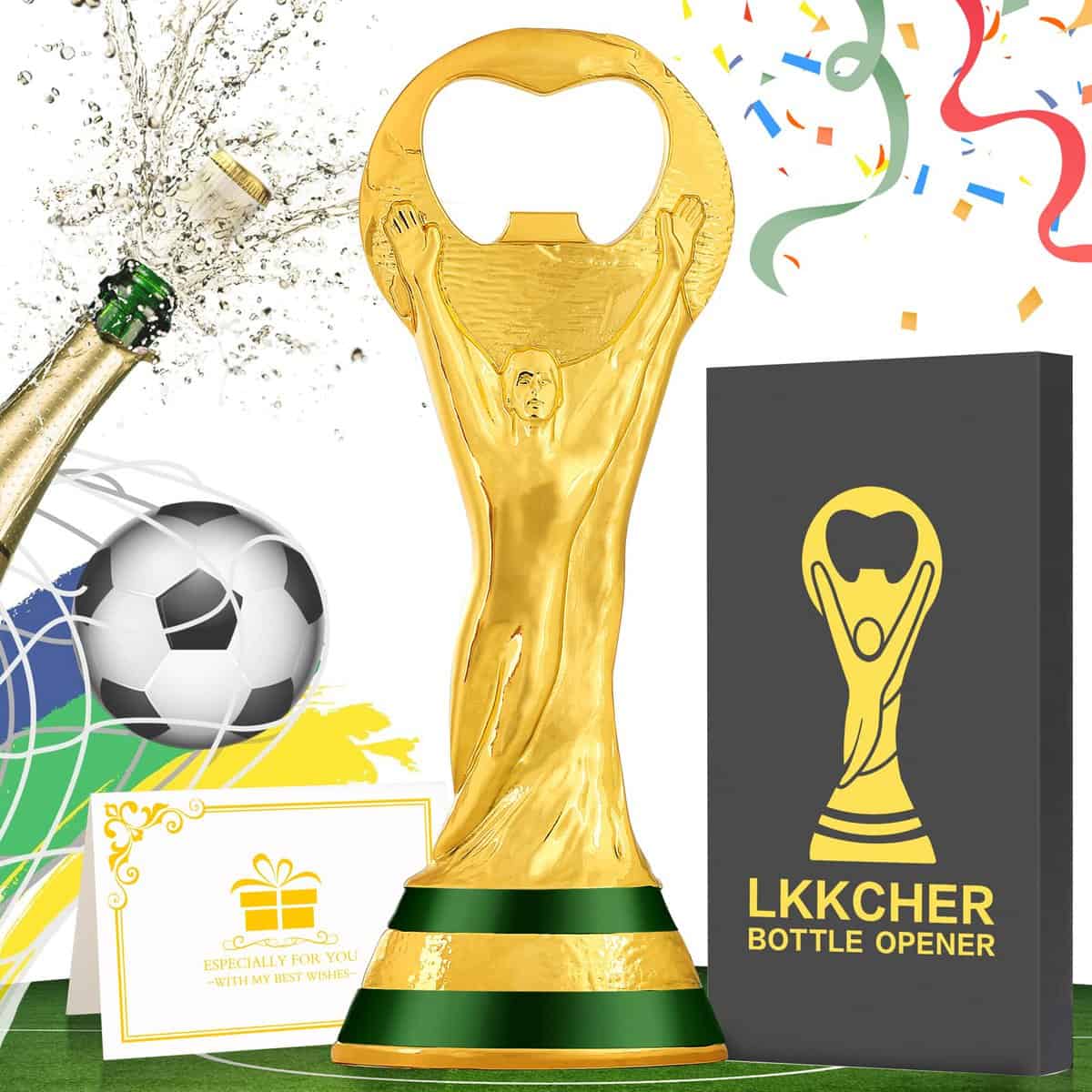 LKKCHER Trophäe Bier Flaschenöffner, Geschenk für Fußball Fans Fußball Golden Trophy, Geschenke für Männer Frauen, Vatertagsgeschenk, Weihnachtsgeschenke Geburtstagsgeschenk für Männer Frauen Freund