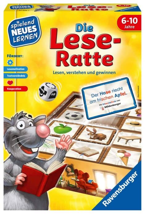 Ravensburger 24956 – Lese-Ratte – Lernspiel für Kinder von 6-10 Jahren, spielerisch Neues entdecken, 1-4 Spieler.