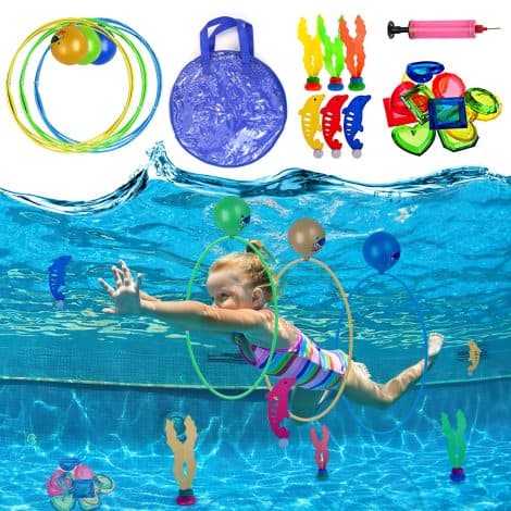 Schwimmbad Spielsachen für Jungen und Mädchen von 5-12 Jahren: Tauchringe und Poolspielzeug für Poolpartys und draußen.