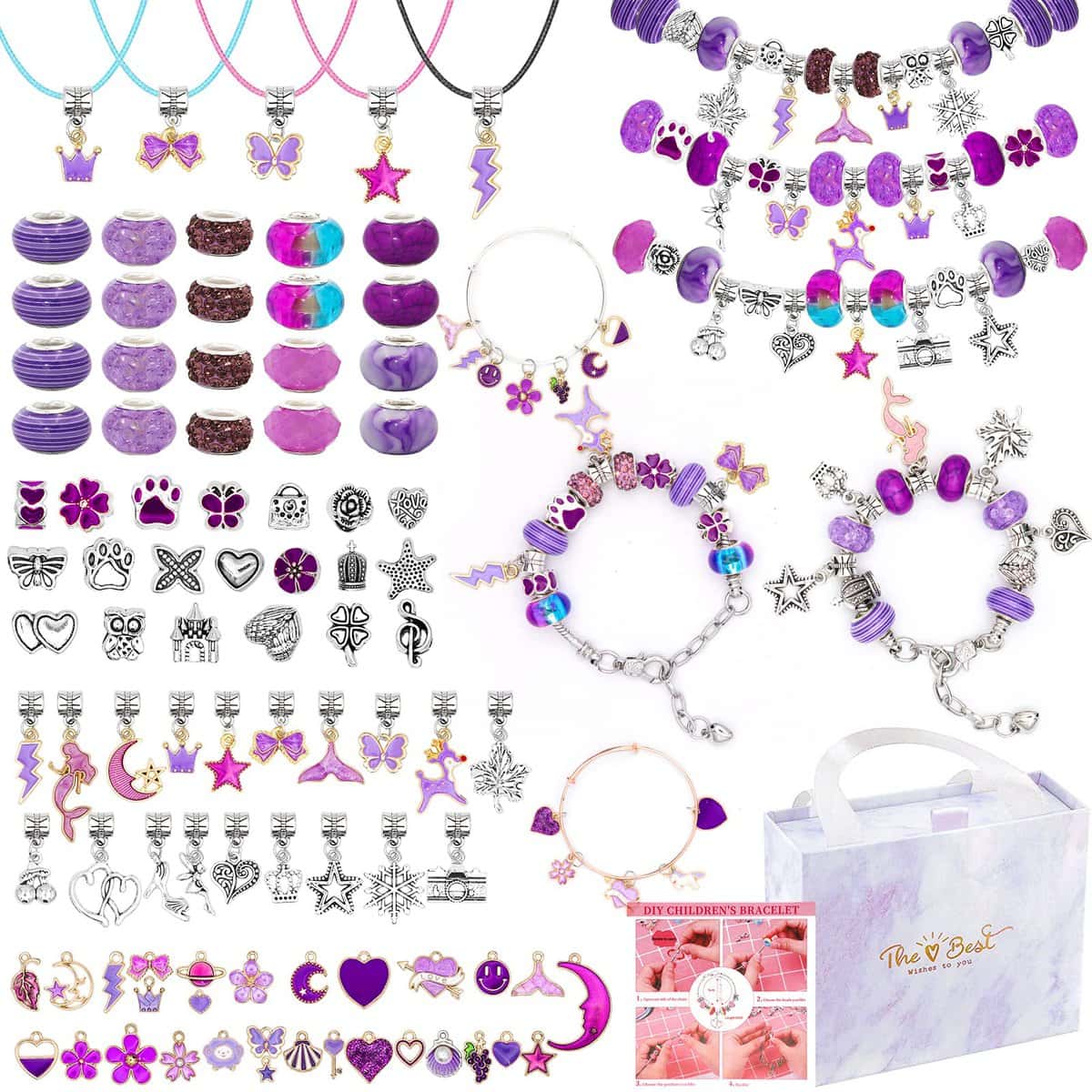 Zoyomax Mädchen Geschenke 6-12 Jahre, 162 Stück Schmuck Basteln Mädchen Armbänder Selber Machen, Charm Armband Kit für Mädchen Kinder, Schmuckbastelset für ab 6 7 8 9 10 11 12 Jahre Mädchen