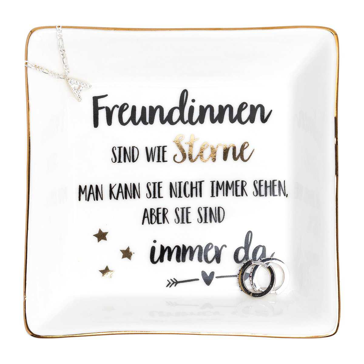 Darlena Freundinnen sind wie Sterne Dekoschale | Beste Freundin Geschenk, Geburtstagsgeschenk | Schmuckschale, Schmucktablett mit Spruch | BFF Geschenke für Freundin zum Geburtstag oder Weihnachten