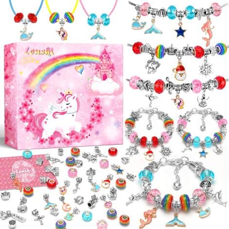 Lenski Mädchen Schmuck Bastelset: Kreativer Weihnachtsspaß für Kinder ab 4 Jahren, Armbandherstellung für Mädchen ab 6 Jahren.