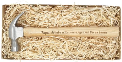 Geschenk für Papa: Personalisierter Holzhammer – “Papa, gemeinsame Erinnerungen schaffen wir mit diesem Werkzeug” – Ein besonderes Geburtstagsgeschenk.