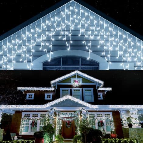 Weihnachtsbeleuchtung für den Außenbereich: 400 LED-Lichter, 33ft lang, mit Timer, ideal für Hochzeit, Urlaub, Weihnachten (weiß).