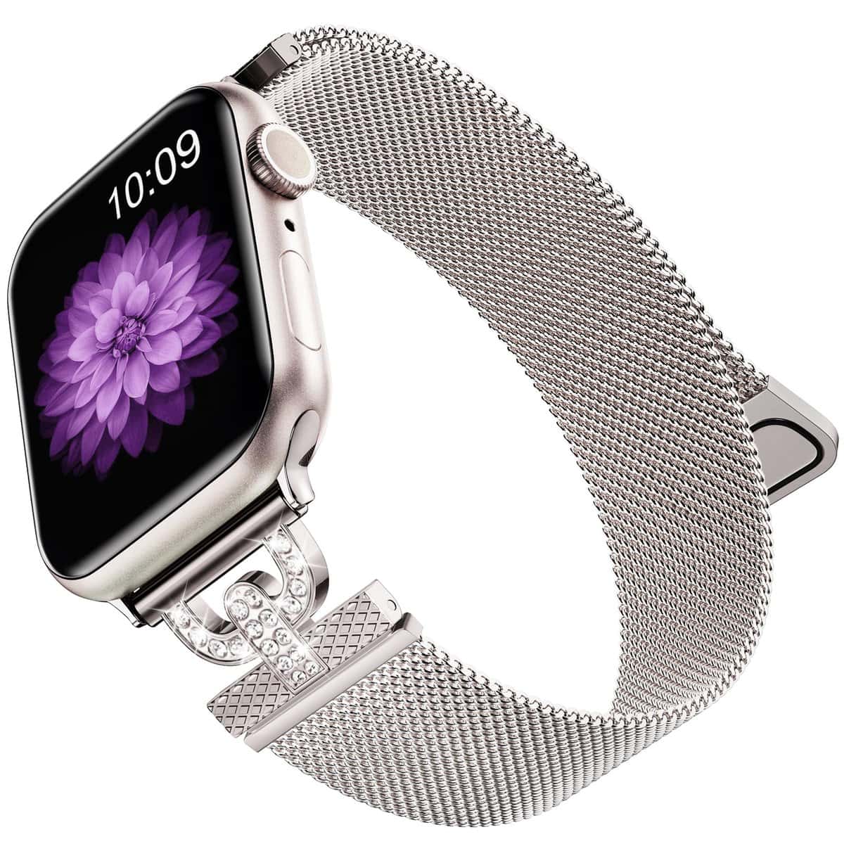 Faliogo Armband Kompatibel mit Apple Watch Armband 40mm 41mm 38mm für Damen, Funkelnder Diamant Edelstahl Metall Ersatzarmband für Apple Watch SE/iWatch Series 9 8 7 6 5 4 3 2 1 Ultra, Polarstern