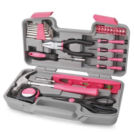 Apollo pinker Werkzeugkoffer mit Werkzeug Set, 39 Teile – das perfekte Geschenk für Frauen.