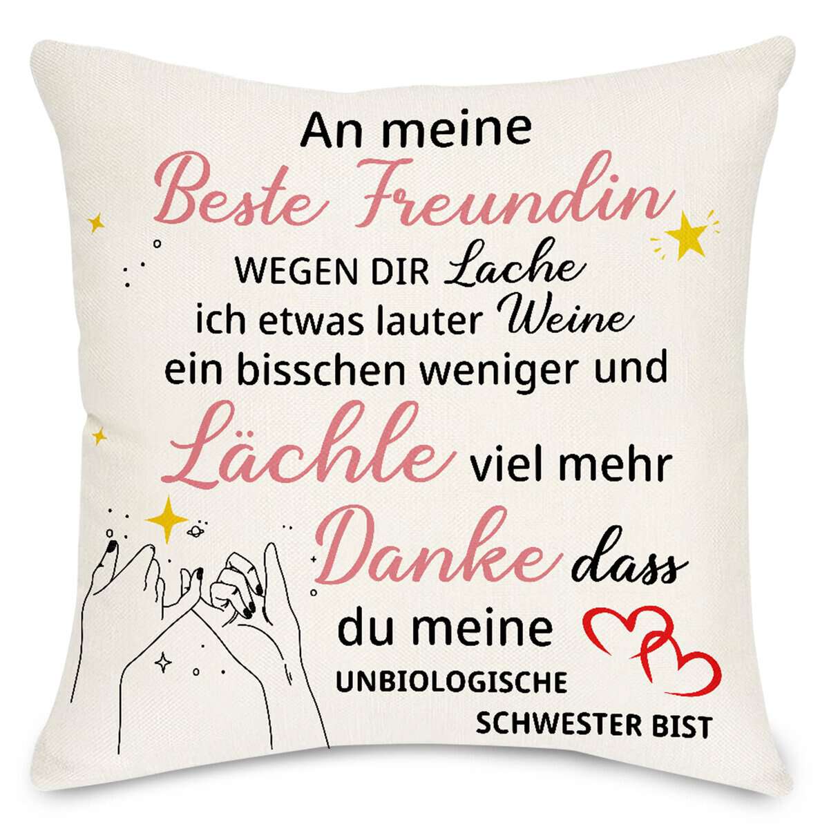 Lightzz Geschenke für Freund, Freundschaft Inspiration Bestie Geschenke, 45 x 45cm Kissenbezug mit Taschen, Geschenk für Beste Freunde Mädchen Bestie