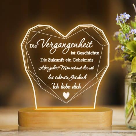 Geschenk für meinen Mann, Attivolife LED Holz Tischlampe, romantisches Nachtlicht, perfekt für Paare.