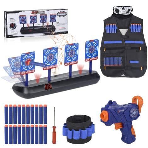 Nerf Zielset mit Weste, Kinderpistole, 20 Darts; Ideal als Geburtstagsgeschenk für Jungen, 6-10 Jahre.