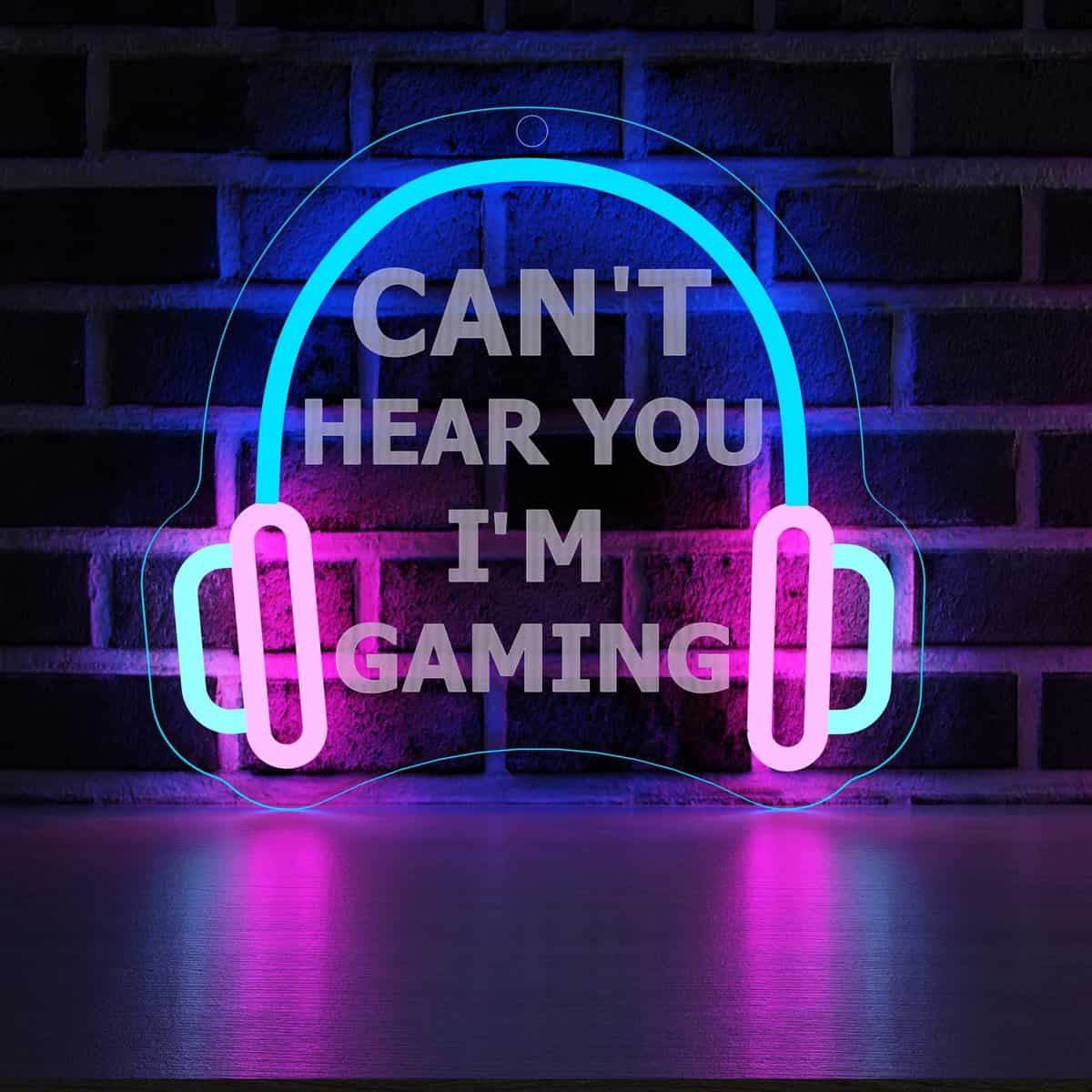 YuanDian Gamer Neon-Schild, kann dich nicht hören, ich bin Gaming Neonlichter für Spielzimmer, coole Geschenkideen für Jungen Gamer Männer Jugendliche, fluoreszierend und weiß geliefert zufällig