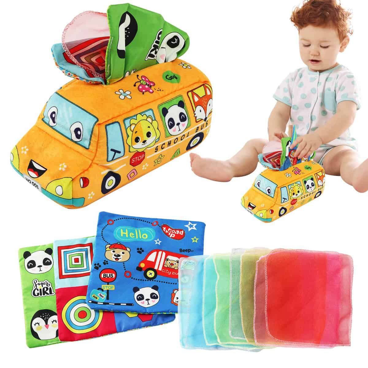 MLRYH Baby Tissue Box Montessori Kosmetiktücherbox Spielzeug für Kleinkinder Sensorisches Spielzeug Kinder Pädagogisches Vorschul-Lernspielzeug für Kleinkinder 6 Monate 1-2 Jahre Aktivitäten.