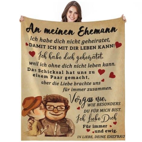 Flauschige Kuscheldecke für Männer – Ideales Hochzeitstagsgeschenk! Perfekt für den Jahrestag oder Geburtstag. 150x130cm.