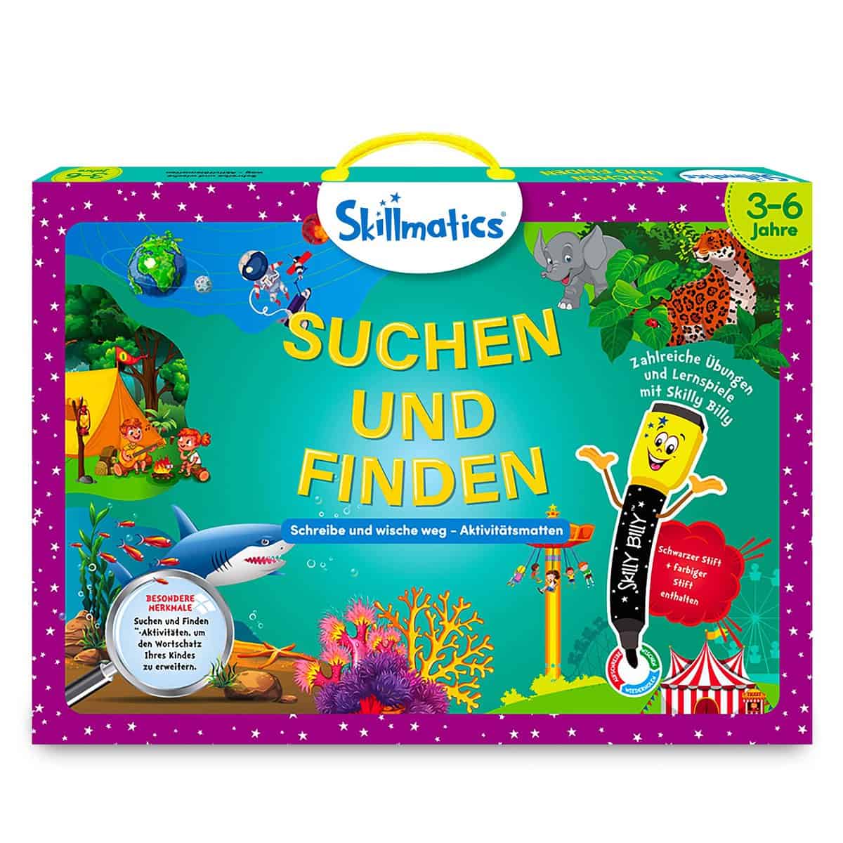 Skillmatics Lernspiel - Suchen und Finden, Geschenke und Vorschullernen für Kinder 3-6 Jahre, Wiederverwendbare Aktivitätsmatten mit 2 Stiften