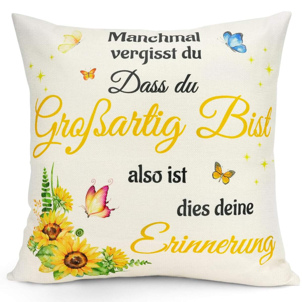 Sunia Inspirierende Geschenke für Frauen, Kissenbezüge 45x45 cm,Dekokissen Kissen mit Taschen,Geburtstagsgeschenk für Frauen,Beste Freundschaft Geschenke,Geschenke für Freundin Mama Schwester Oma Frau