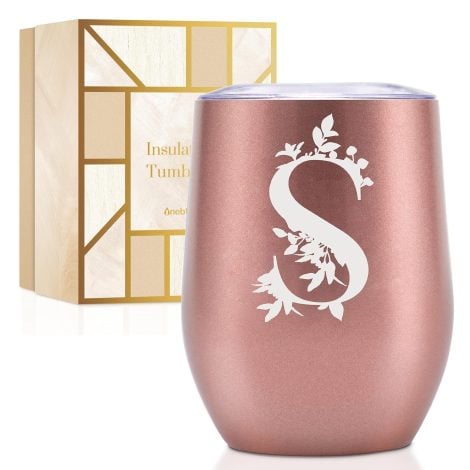 Personalisierter Thermobecher in Roségold, ideales Geburtstagsgeschenk für Frau, Freundin, Schwester, Mutter, Tochter, Tante.