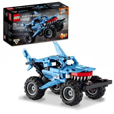 LEGO 42134 Technic Monster Jam Megalodon Modellbausatz – Monster Truck im Hai-Design, Rückziehmotor, ab 7 Jahren.