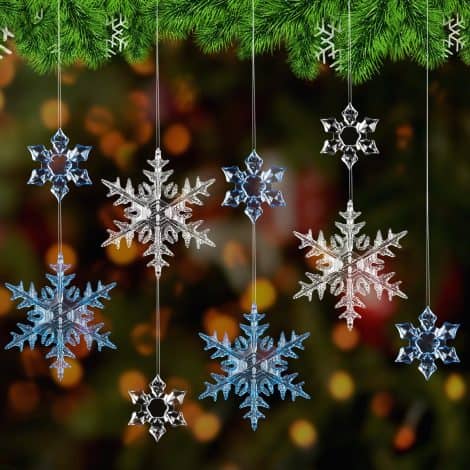 30 Stück Weihnachten Acryl Schneeflocke Christbaumschmuck, Anhänger für festliche Dekorationen bei Weihnachtsfeiern, Hochzeiten.