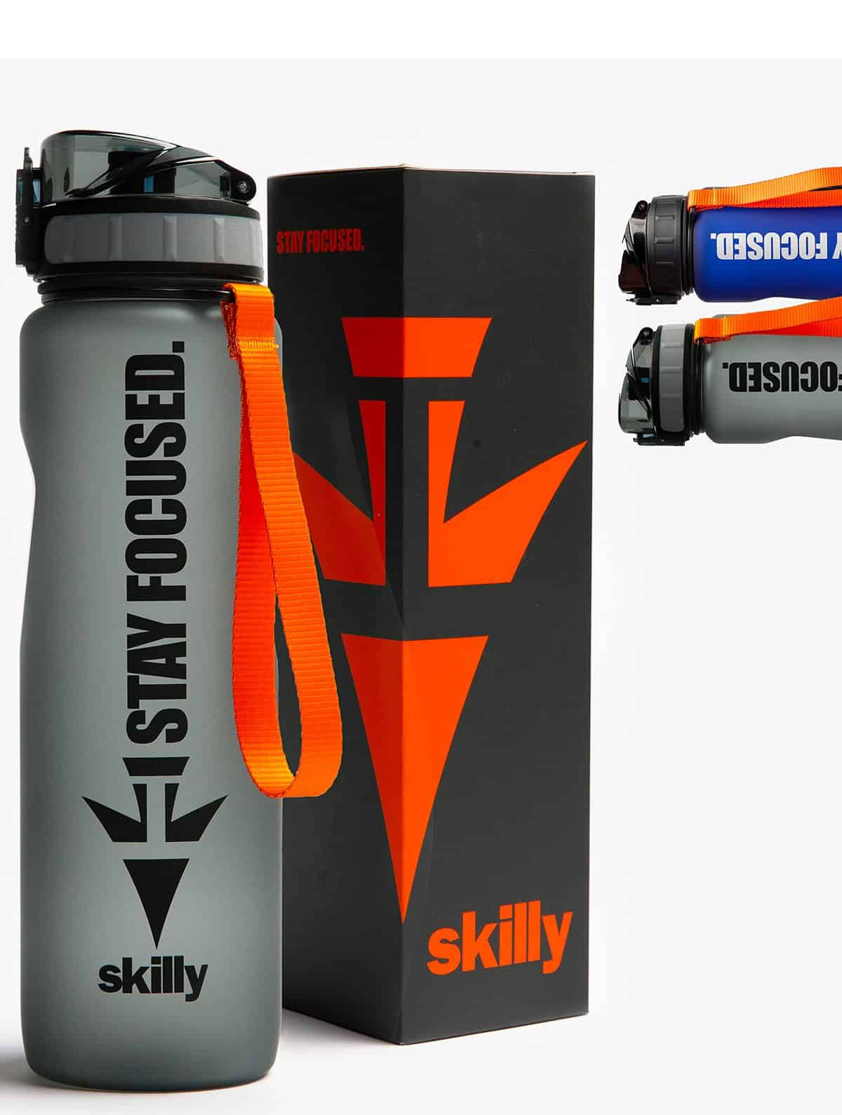 skilly YPO 1.0 Trinkflasche 1l I BPA frei, auslaufsicher I One-klick Verschluss I Sportflasche aus Tritan inkl. Frucht-Sieb | Wasserflasche 1Liter für Fitness, Outdoor, Fahrrad, Uni und Gym