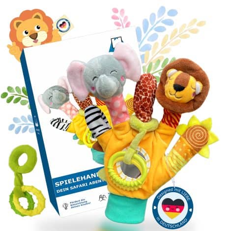 2-in-1 Spielhandschuh HELDENGUT® – Perfekte Babygeschenkidee! Sicher & unbedenklich für dein Baby. Tolles Spielzeug ab 0 Monate. Für Jungen & Mädchen.