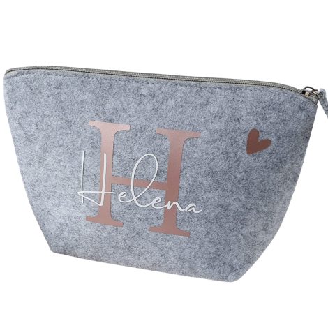 Individuelle Filztasche | Buchstabe und Name | Make-up Tasche mit Initialen | Verschiedene Größen und Farben.