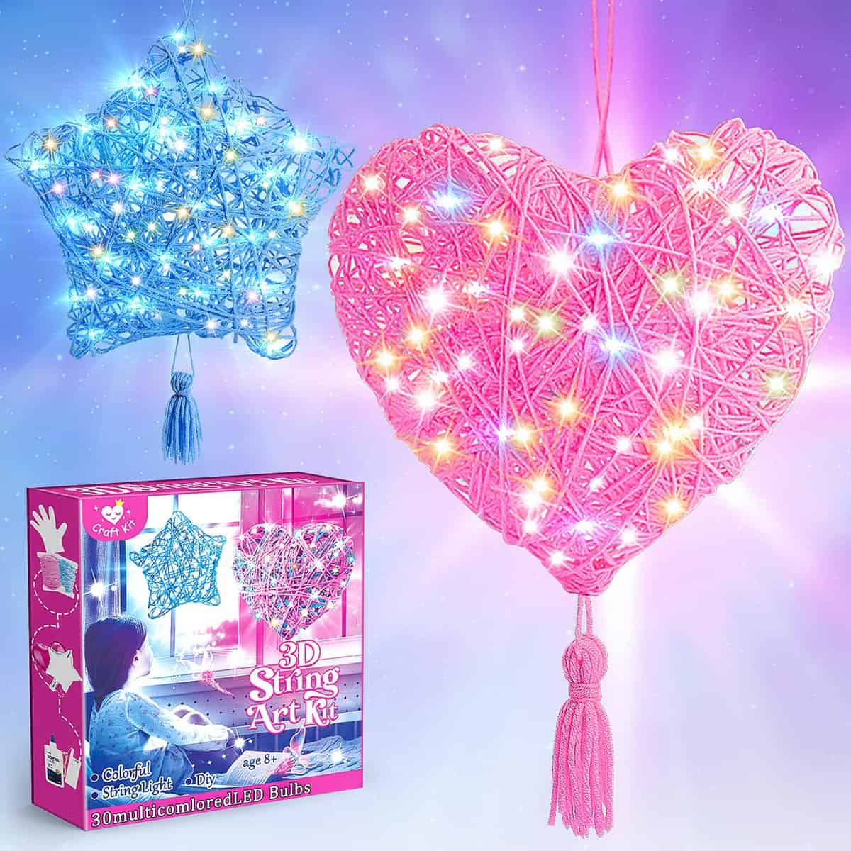 EUCOCO Geschenke für Mädchen, 3D String Art Kit für Kinder Bastelset Mädchen ab 7 8 9 10 Jahre Mädchen Geschenke ab 6-14 Jahre Geschenke Für Kinder Spiele ab 8 9 10 Jahren Bastelset Geschenke Laterne