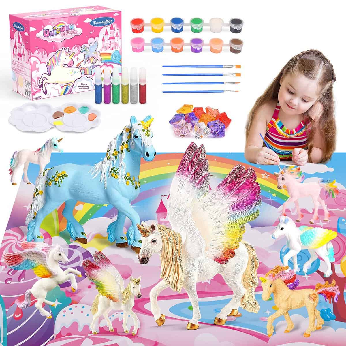 MDINGTD Geschenk Mädchen, Bastelset Kinder Einhorn Geschenke Spielzeug 3-10 Jahre Mädchen Ostergeschenke Basteln Geschenkideen Bemalen Geburtstagsgeschenke