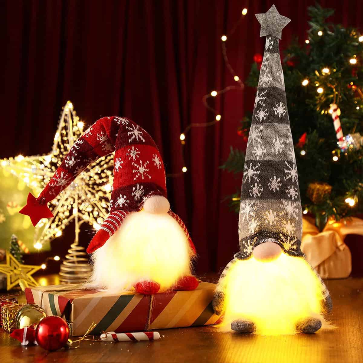 Toyvian GNOME Weihnachten Dekorationen mit Led Licht- 2Pack Schwedisch Weihnachten GNOME Lichter- Nordic Nisse Figur Puppe Home Party Dekoration